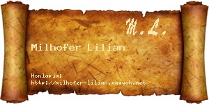 Milhofer Lilian névjegykártya